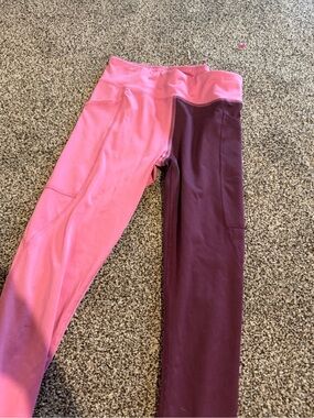 Girls Two-Tone Pink & Plum Active Leggings
